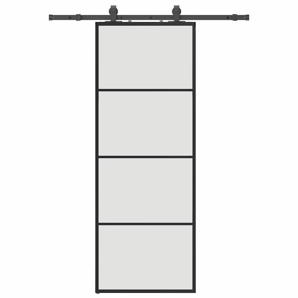 skydedør med hardwaresæt 76x205 cm ESG glas sort