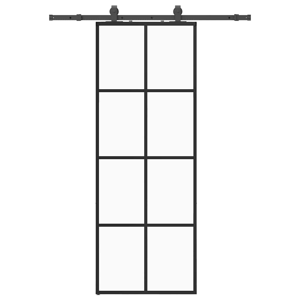 skydedør med hardwaresæt 76x205 cm ESG glas sort