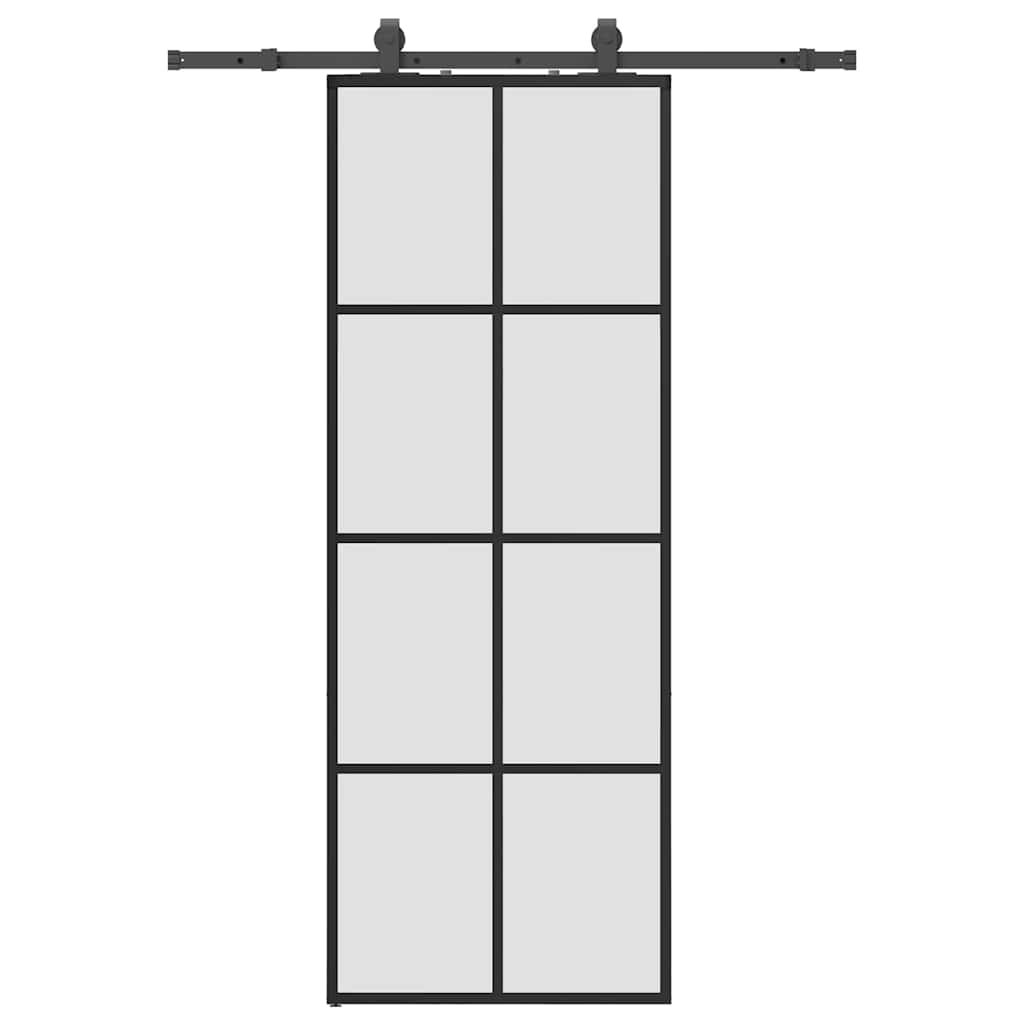 skydedør med hardwaresæt 76x205 cm ESG glas sort