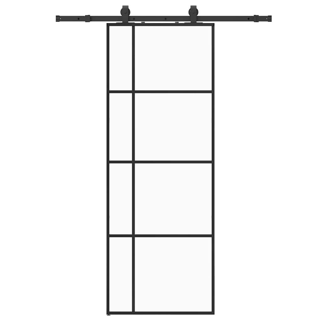 skydedør med hardwaresæt 76x205 cm ESG glas sort