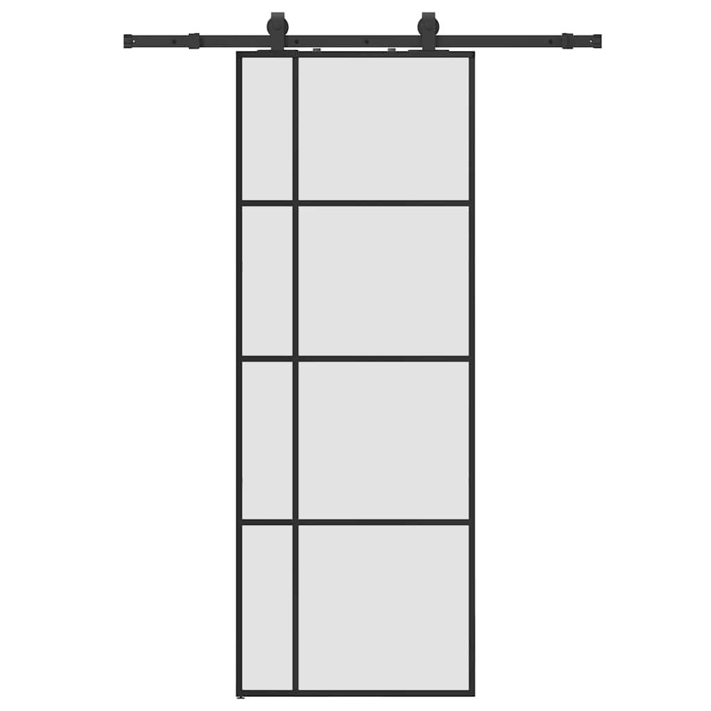 skydedør med hardwaresæt 76x205 cm ESG glas sort