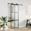skydedør med hardwaresæt 76x205 cm hærdet glas sort