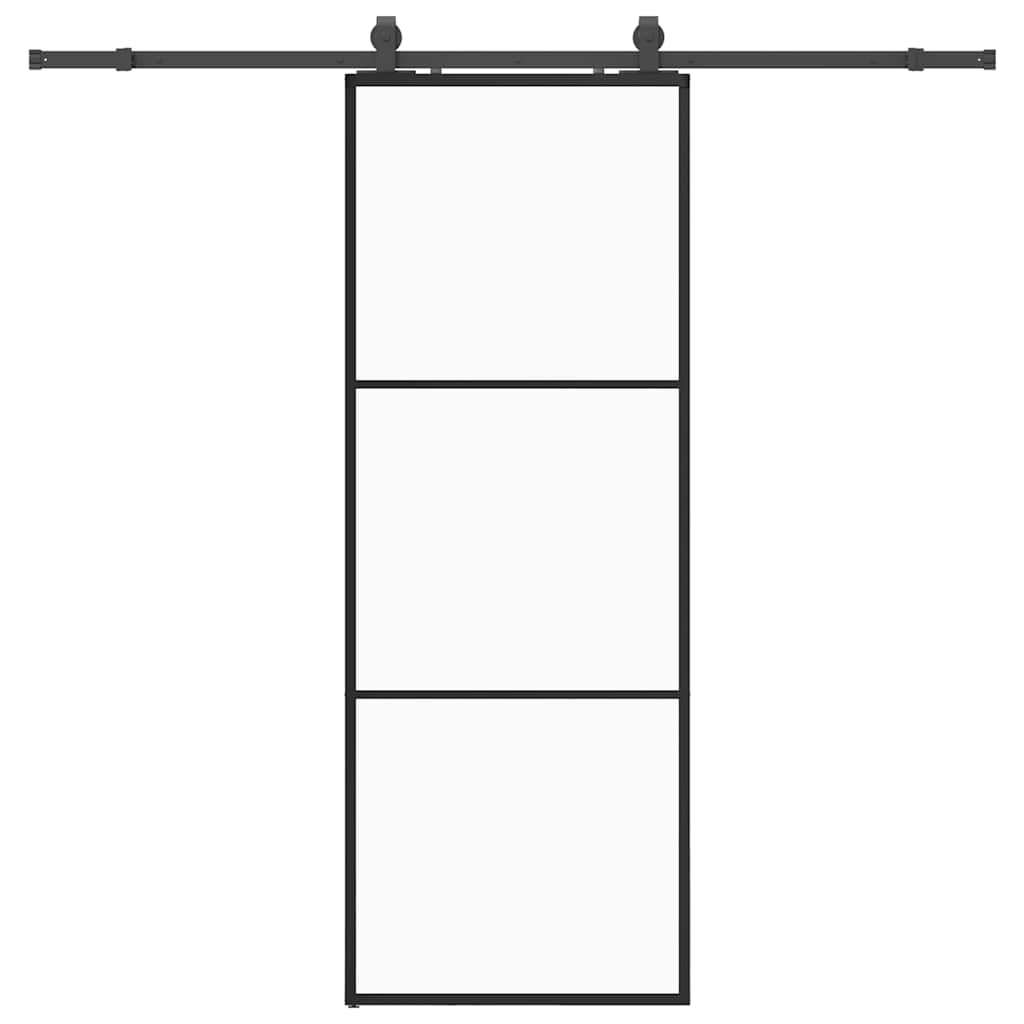 skydedør med hardwaresæt 76x205 cm ESG glas sort