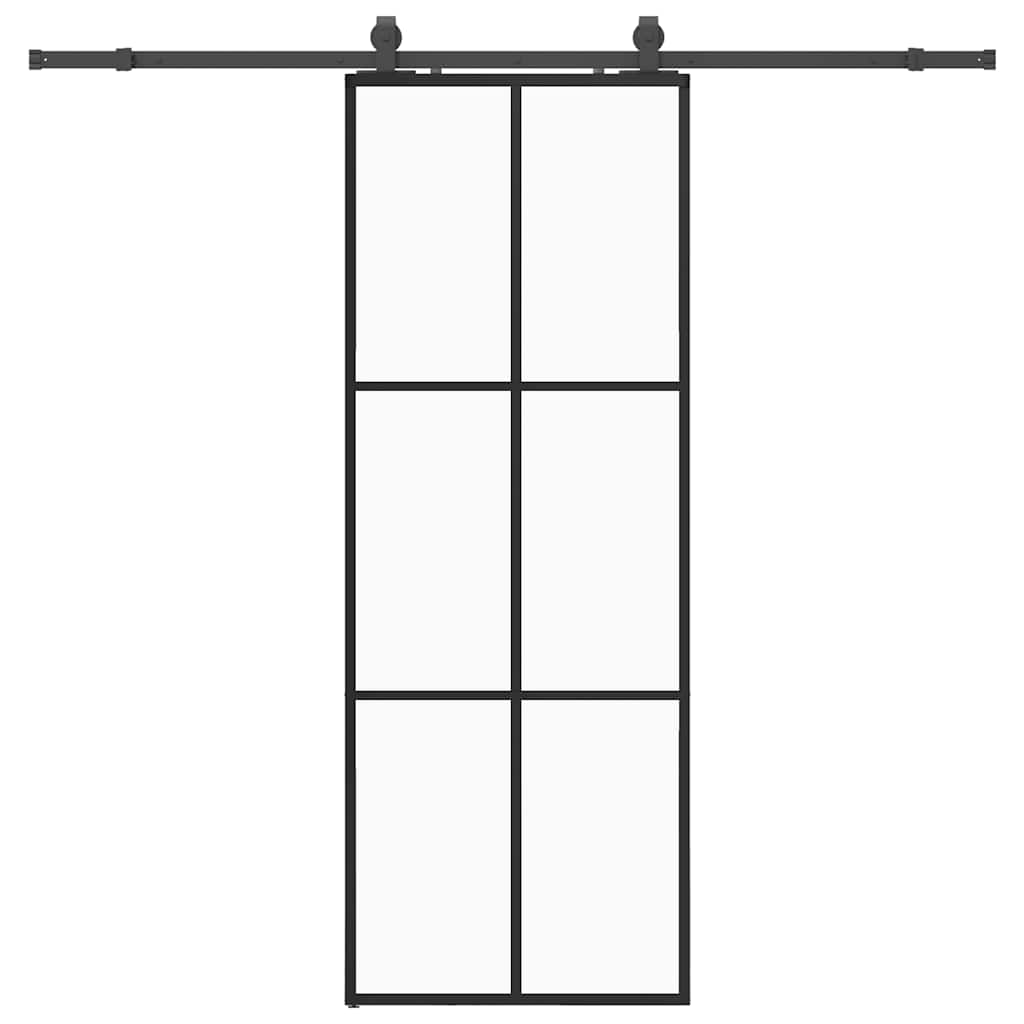skydedør med hardwaresæt 76x205 cm ESG glas sort