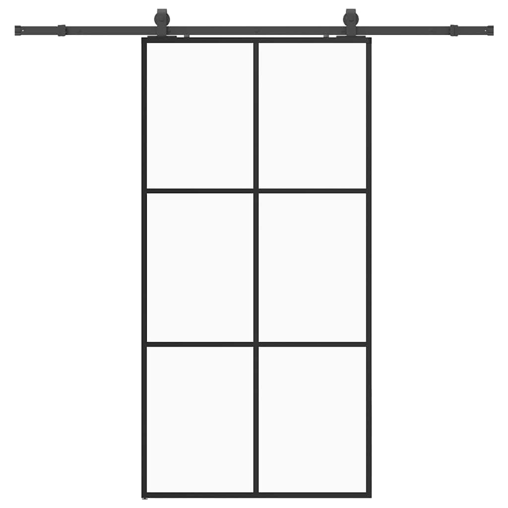 skydedør med hardwaresæt 102x205 cm ESG glas sort