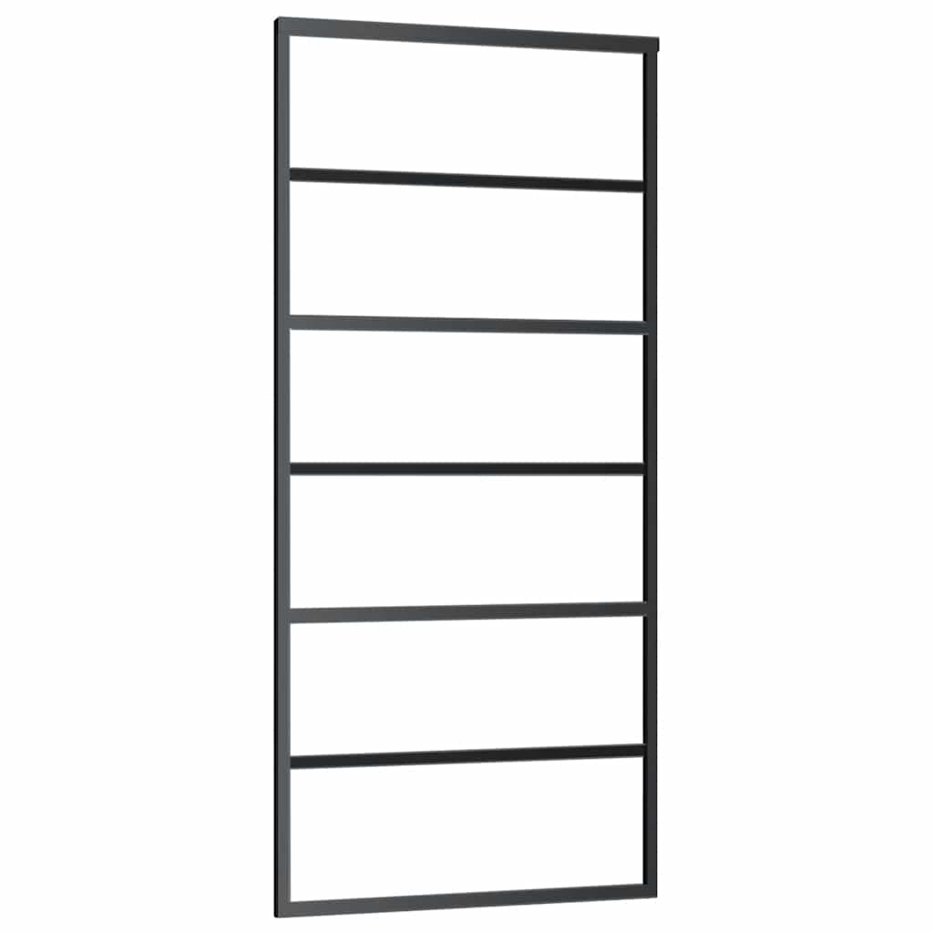 skydedør med hardwaresæt 90x205 cm ESG glas sort