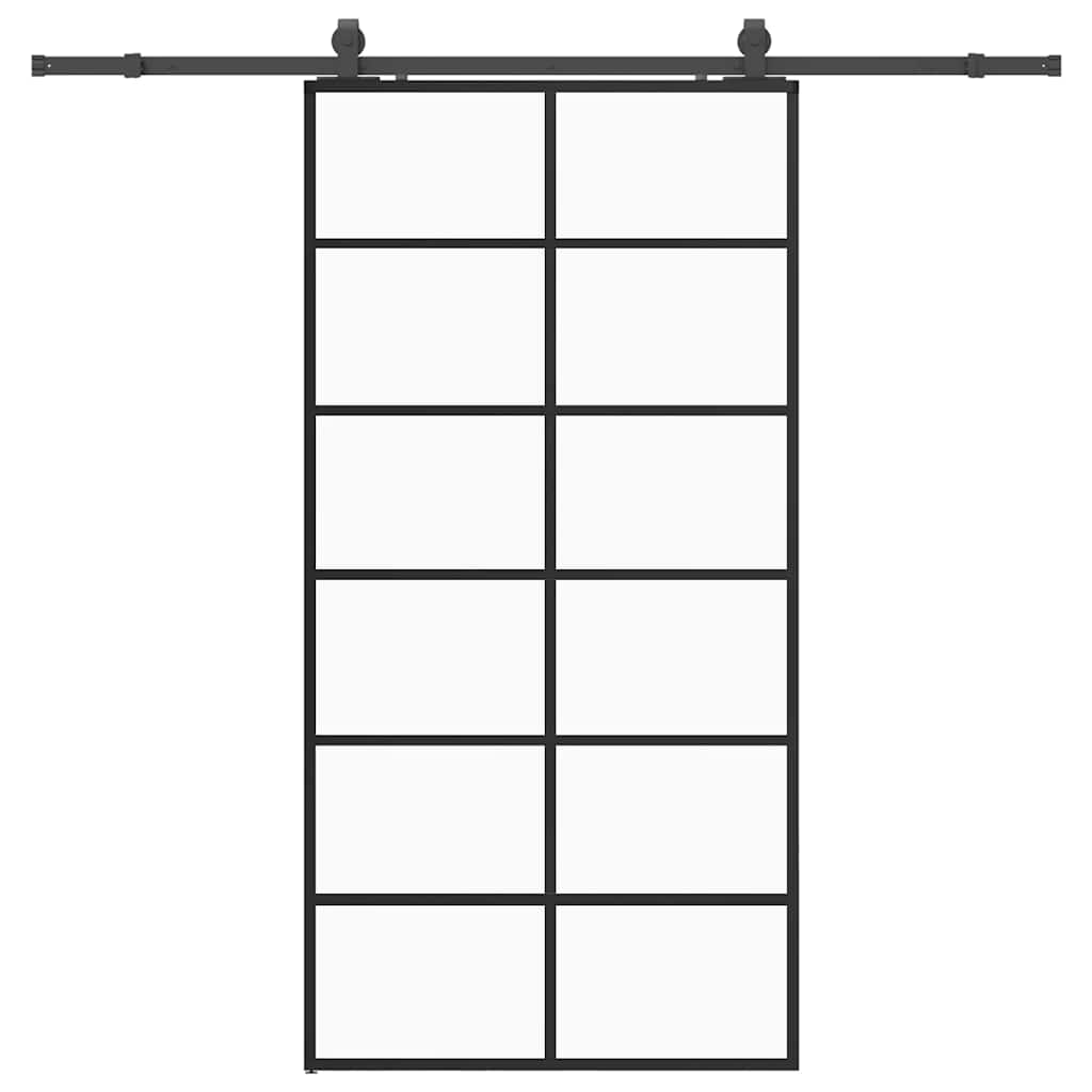 skydedør med hardwaresæt 102x205 cm ESG glas sort