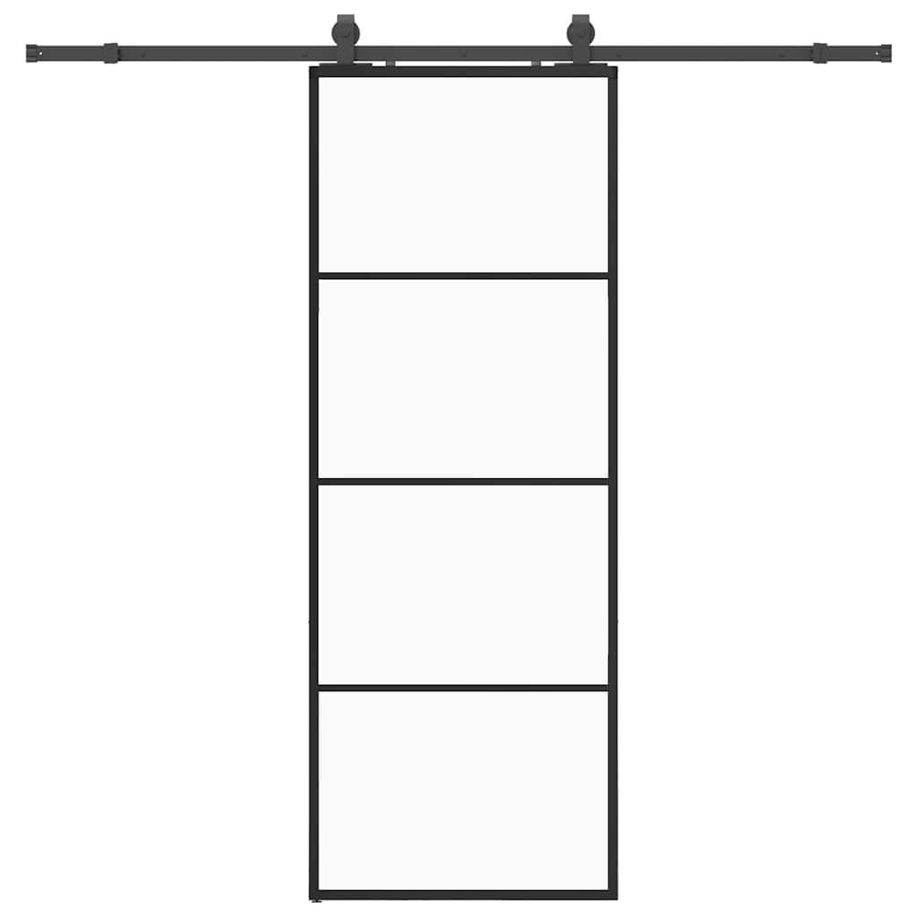 skydedør med hardwaresæt 76x205 cm ESG glas sort