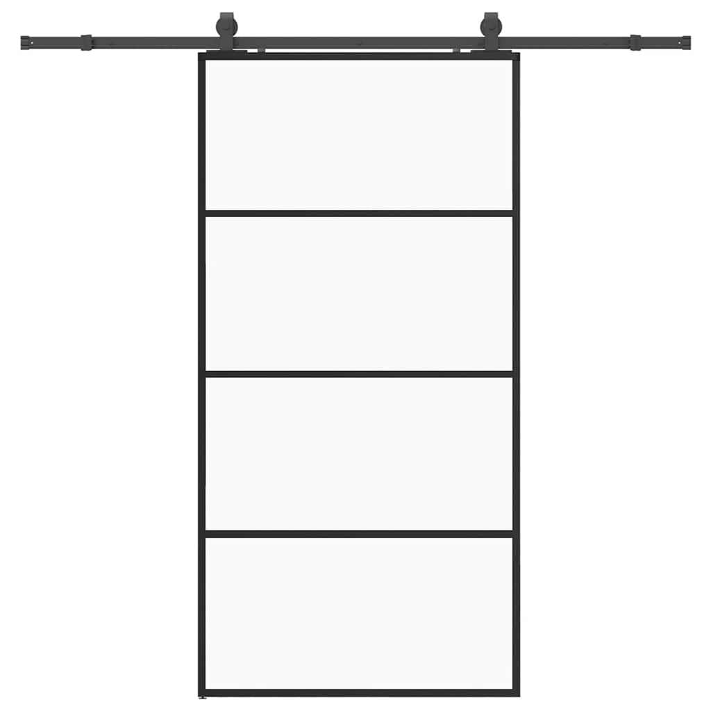 skydedør med hardwaresæt 102,5x205 cm ESG glas sort