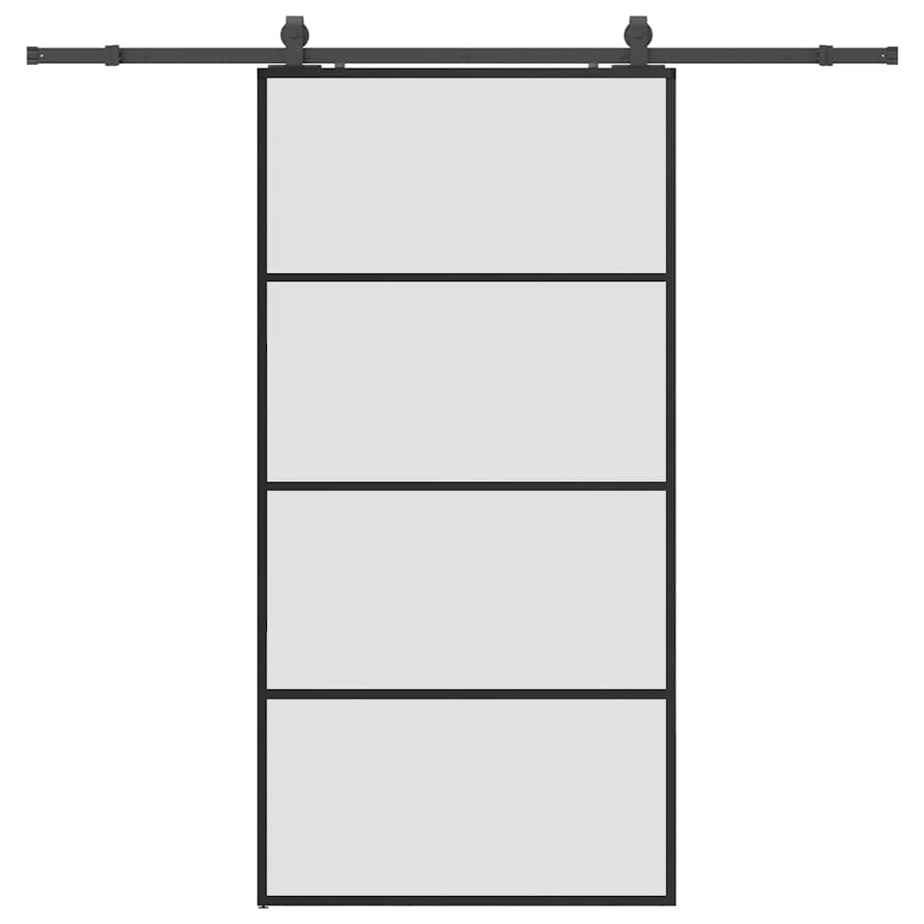 skydedør med hardwaresæt 102,5x205 cm ESG glas sort