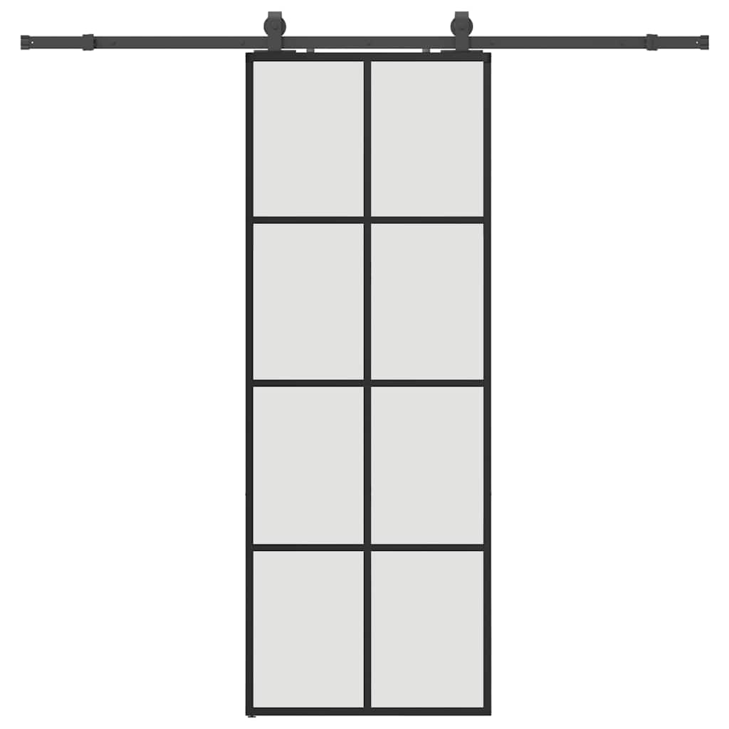 skydedør med hardwaresæt 76x205 cm ESG glas sort