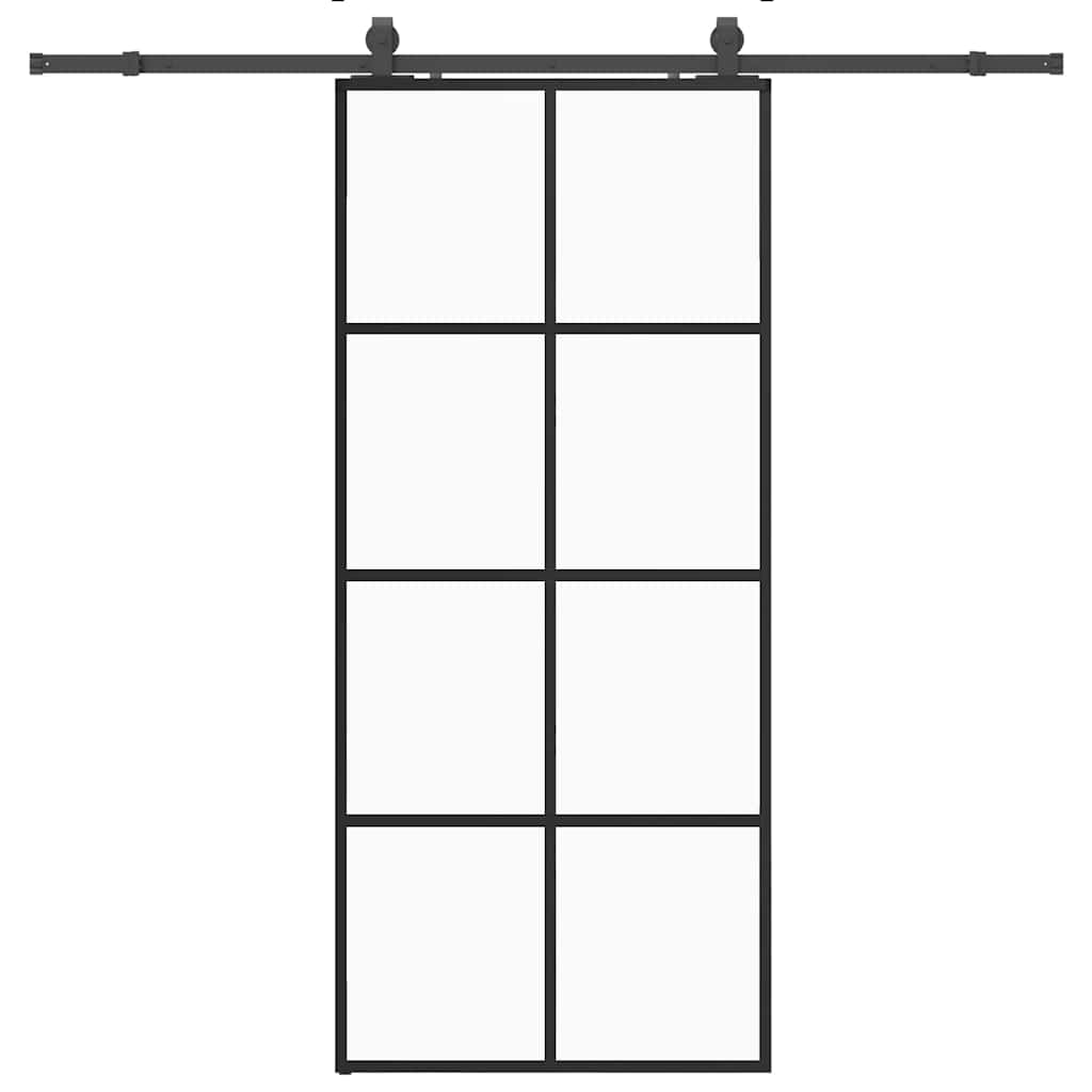 skydedør med hardwaresæt 90x205 cm ESG glas sort