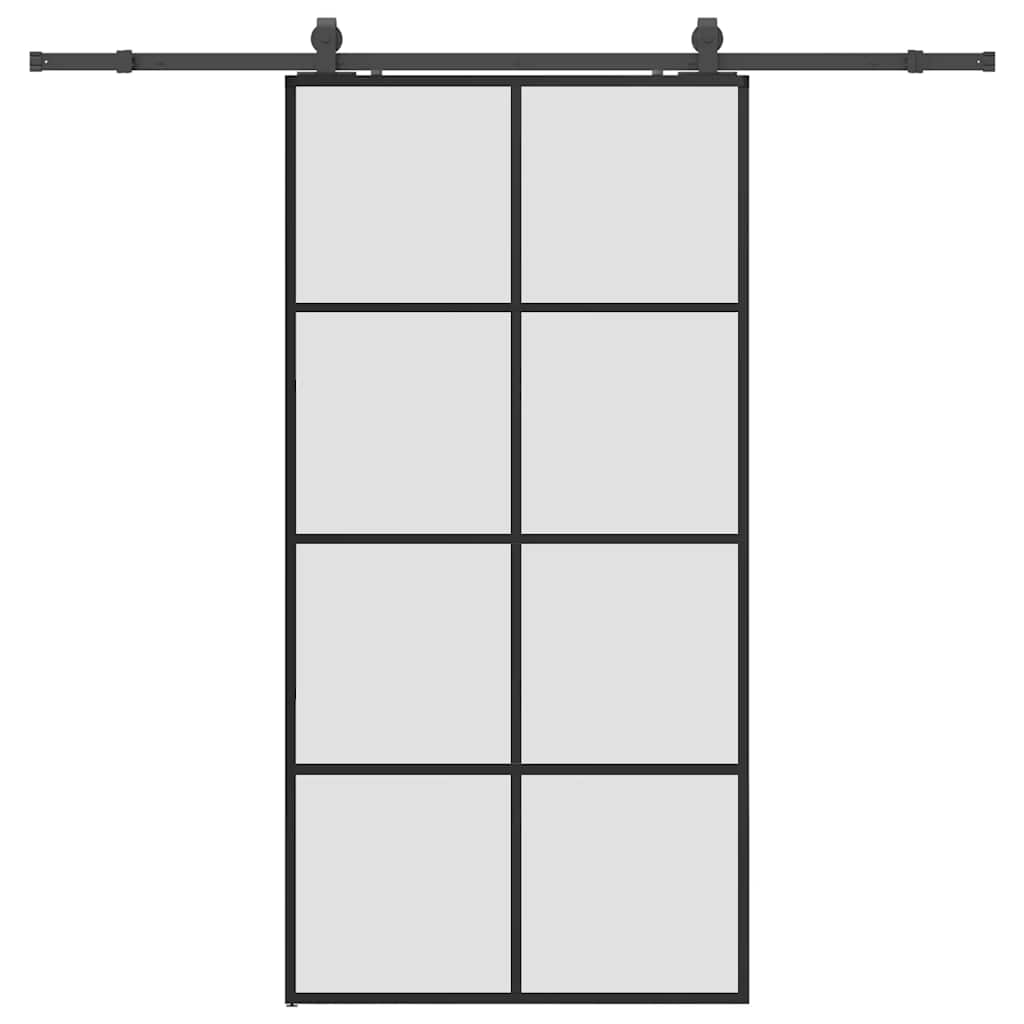 skydedør med hardwaresæt 102,5x205 cm ESG glas sort
