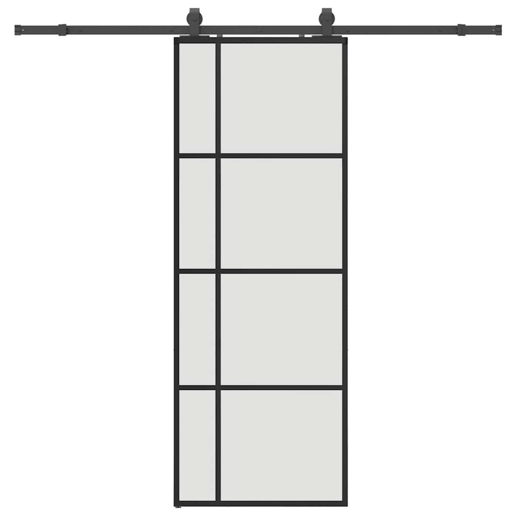skydedør med hardwaresæt 76x205 cm ESG glas sort