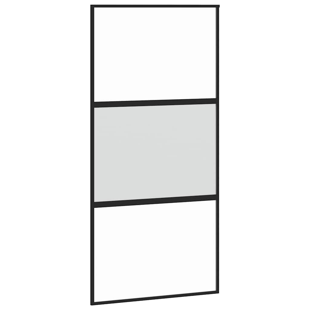 skydedør med hardwaresæt 102,5x205 cm hærdet glas sort
