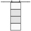 skydedør med hardwaresæt 76x205 cm hærdet glas sort
