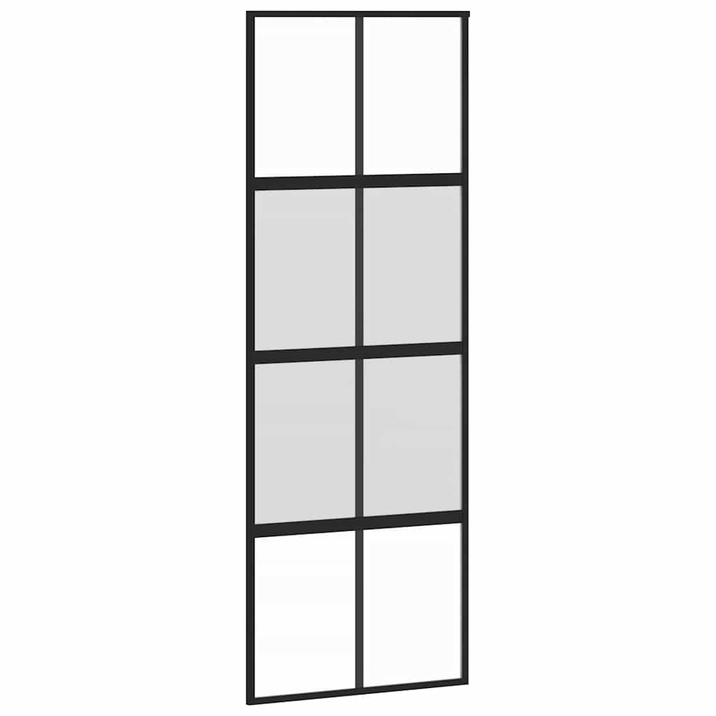 skydedør med hardwaresæt 76x205 cm hærdet glas sort