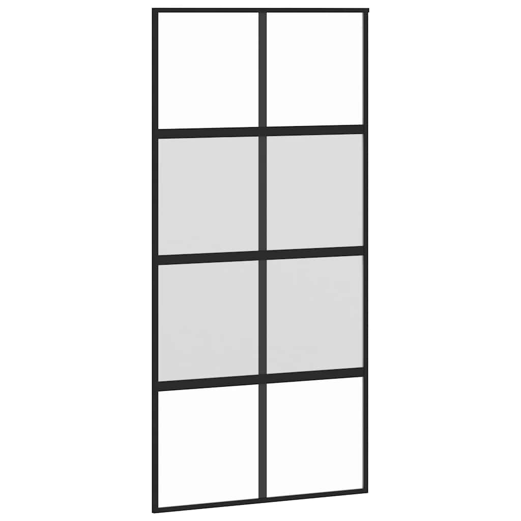 skydedør med hardwaresæt 102,5x205 cm hærdet glas sort