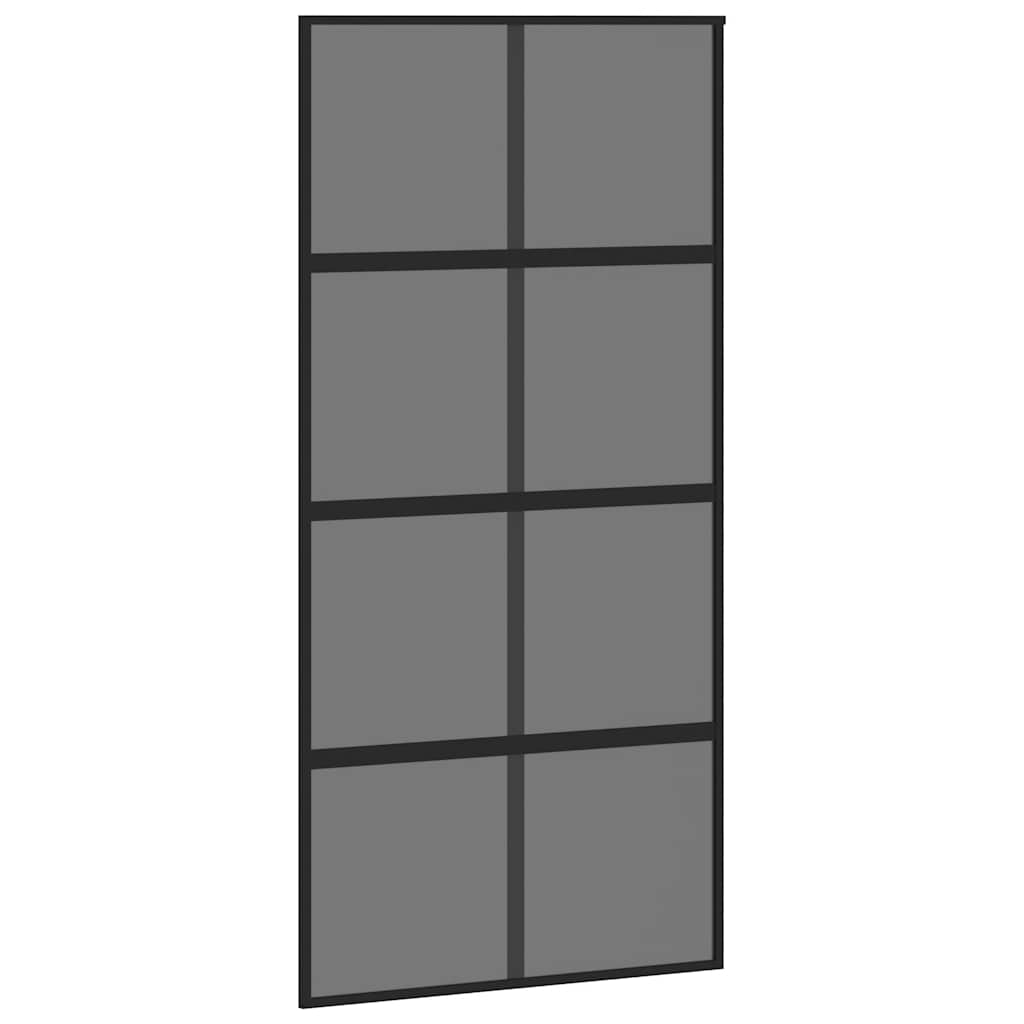 skydedør med hardwaresæt 102,5x205 cm hærdet glas sort