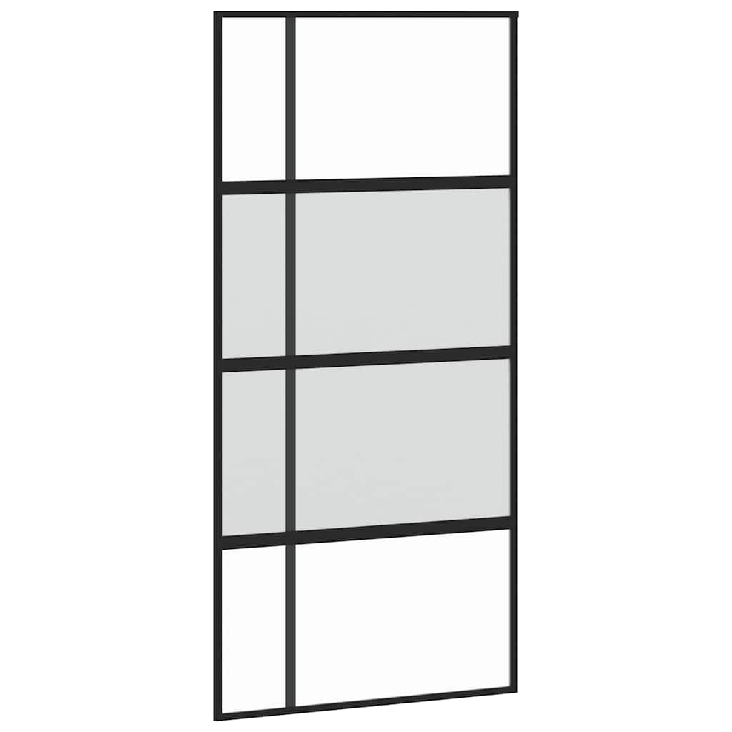 skydedør med hardwaresæt 102,5x205 cm hærdet glas sort