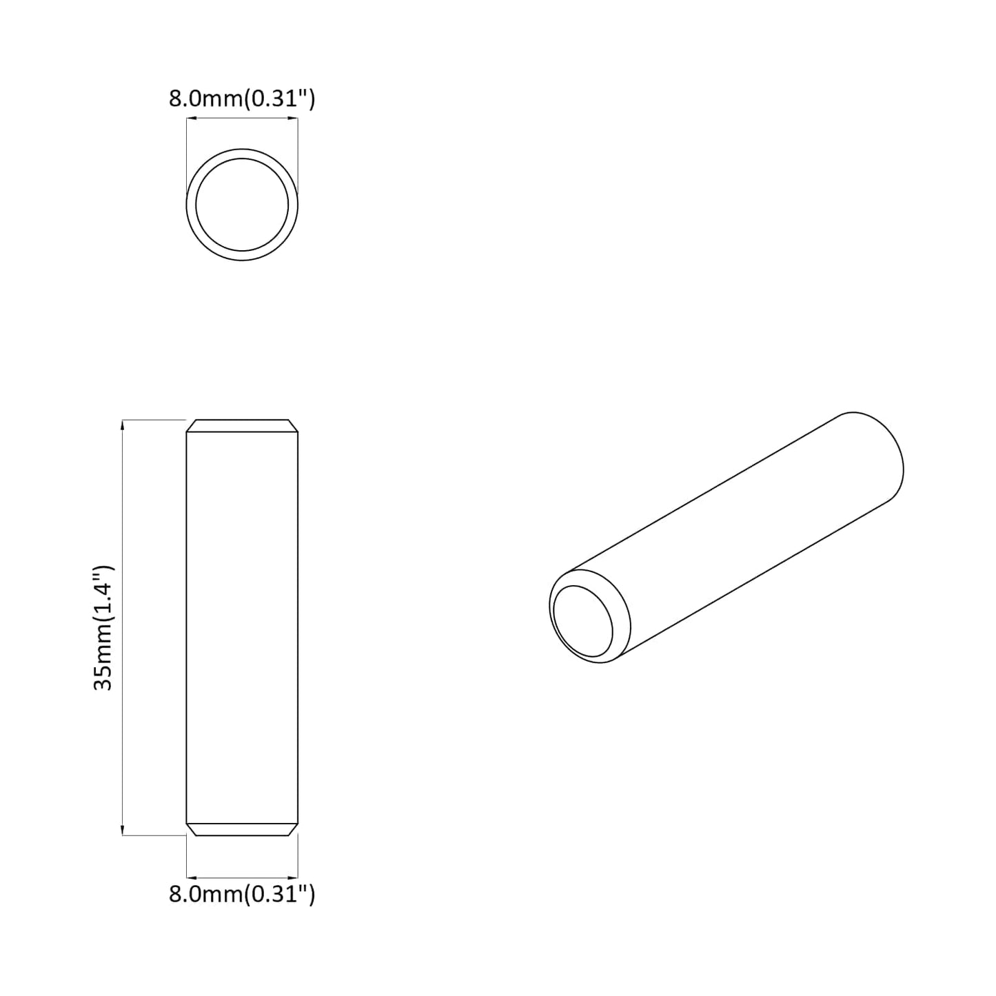 Trædowels 2 stk. Brun Ø 8 x 35 mm Massivt træ