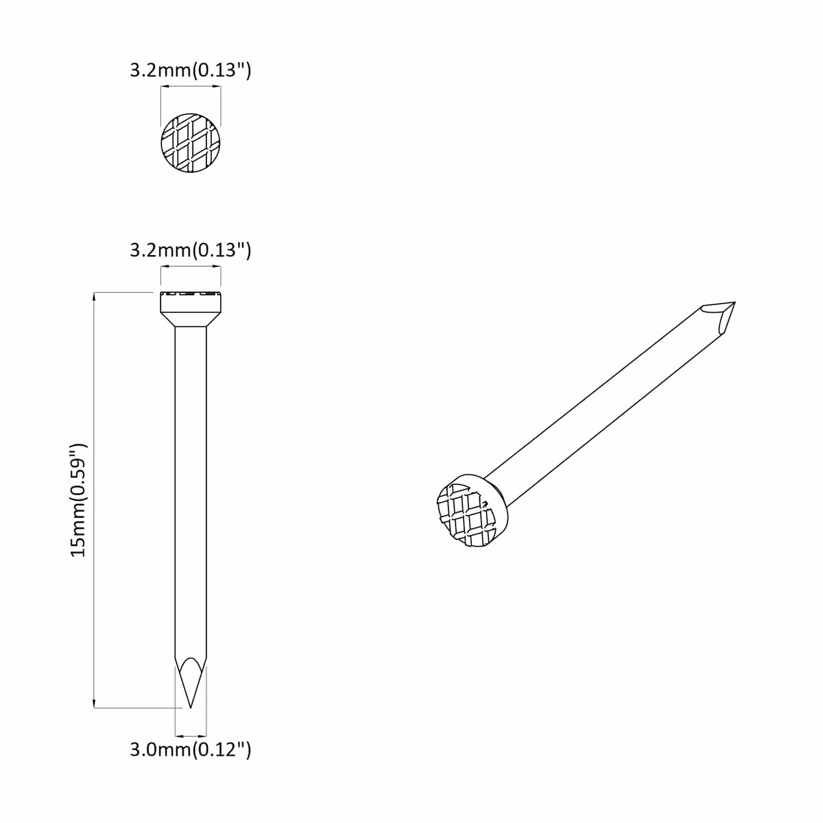 Nägle til Træ 2 pcs Sølv Ø 3 x 15 mm Metal