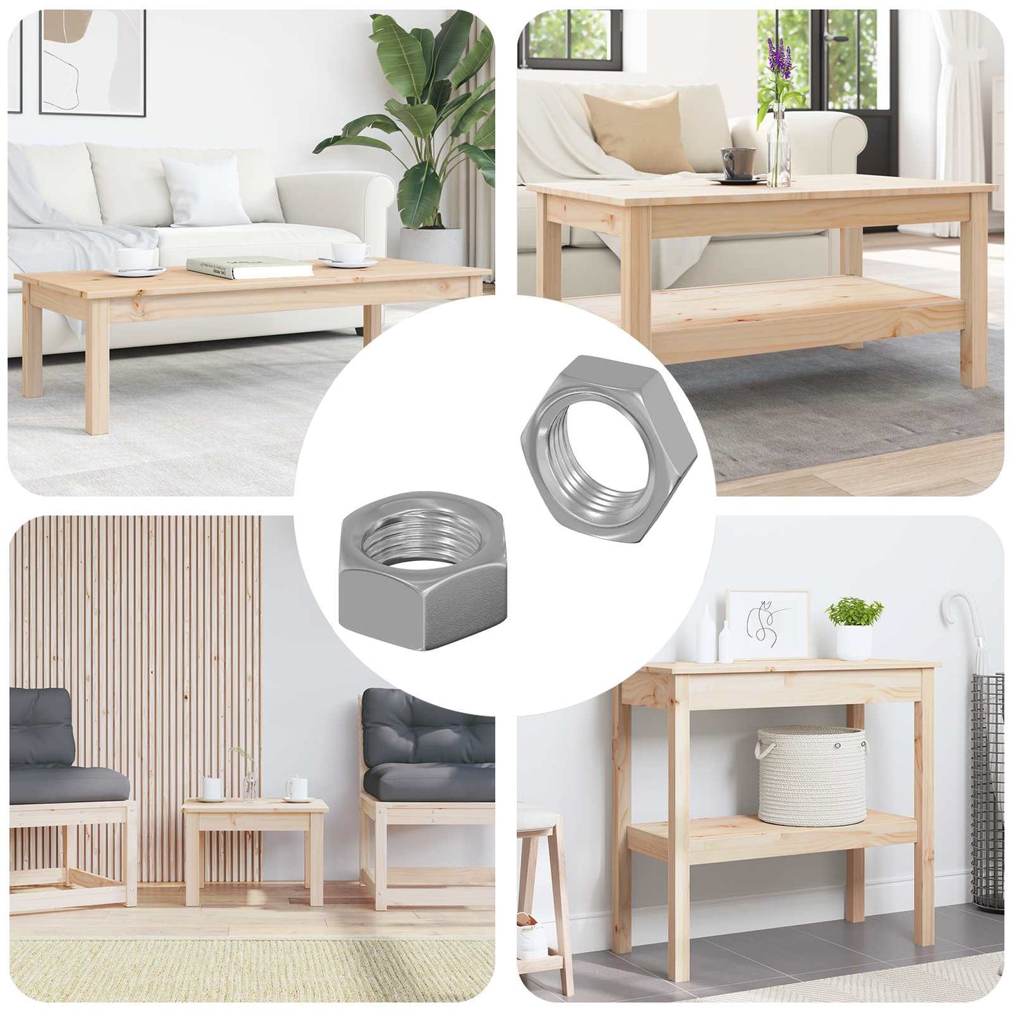 Sekskantmøtrik 2 stk. Sølv M6 Metal
