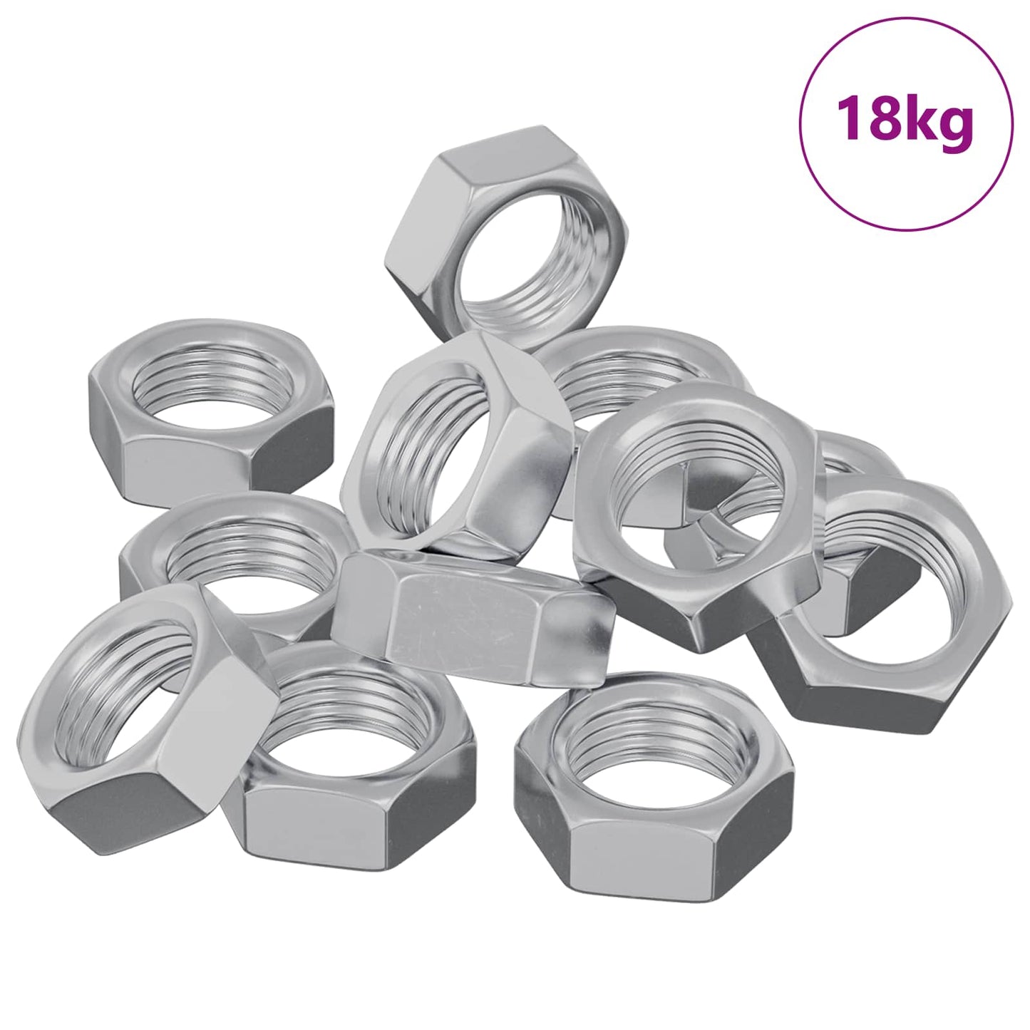 Sekskantmøtrik 23377 stk. Sølv Metal