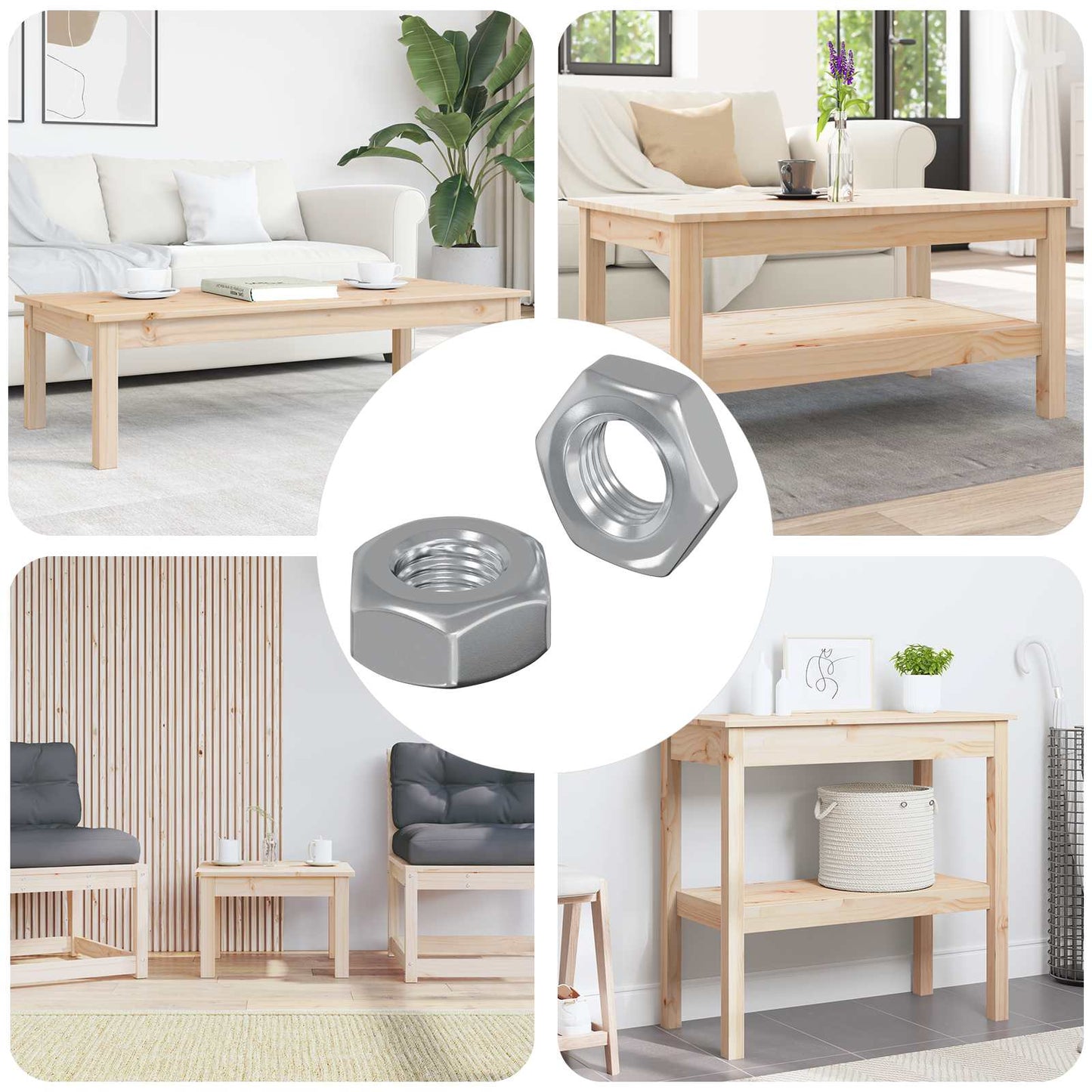 Sekskantmøtrik 2 stk. Sølv m8 Metal