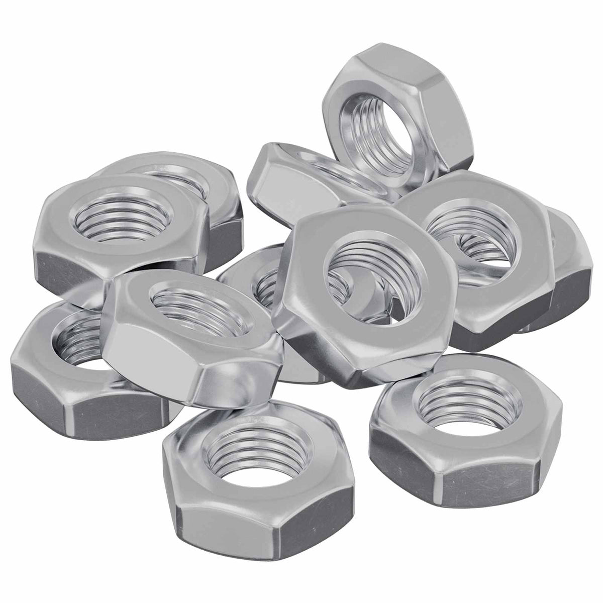Sekskantmøtrik 12 stk. Sølv m8 Metal