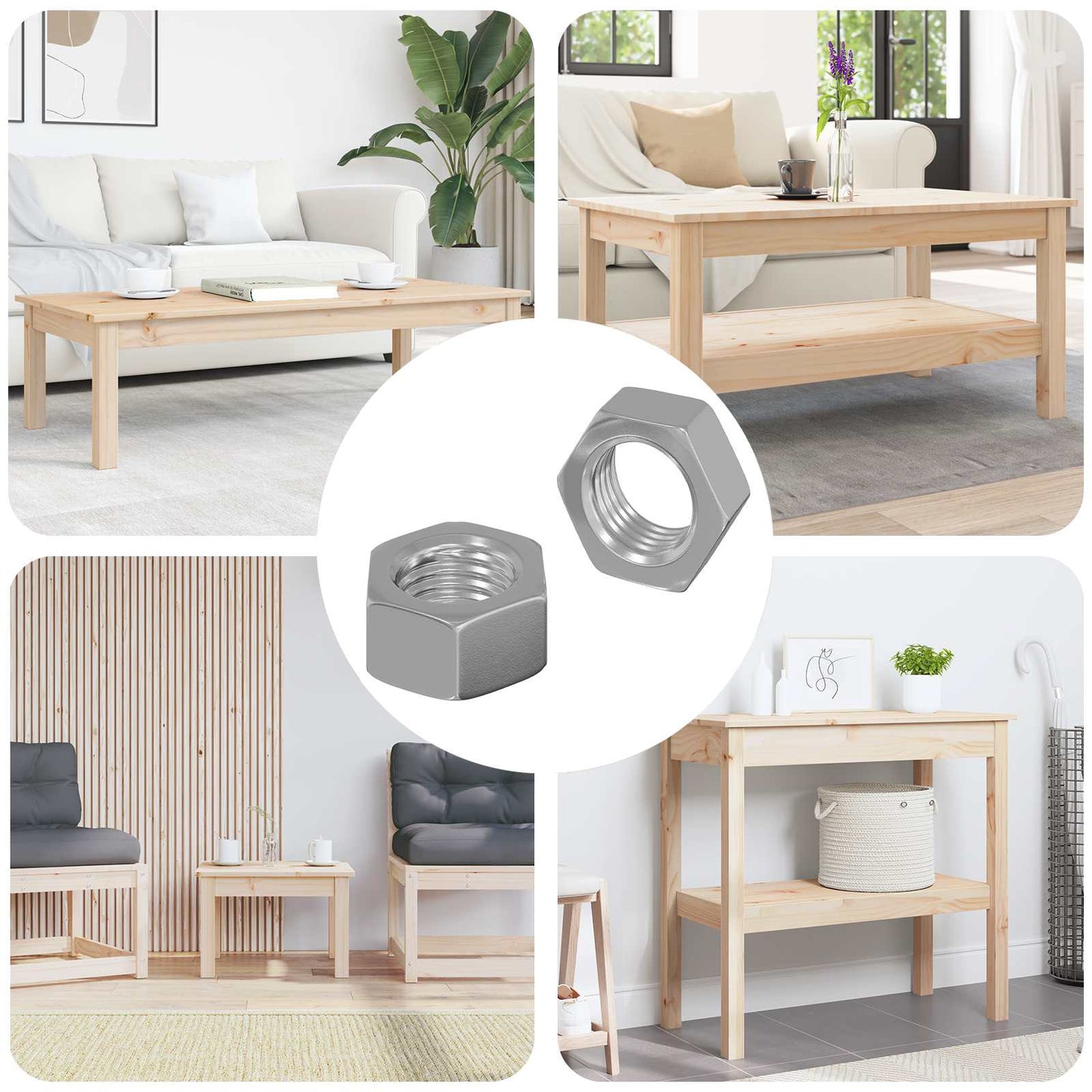 Sekskantmøtrik 2 stk. Sølv M6 Metal
