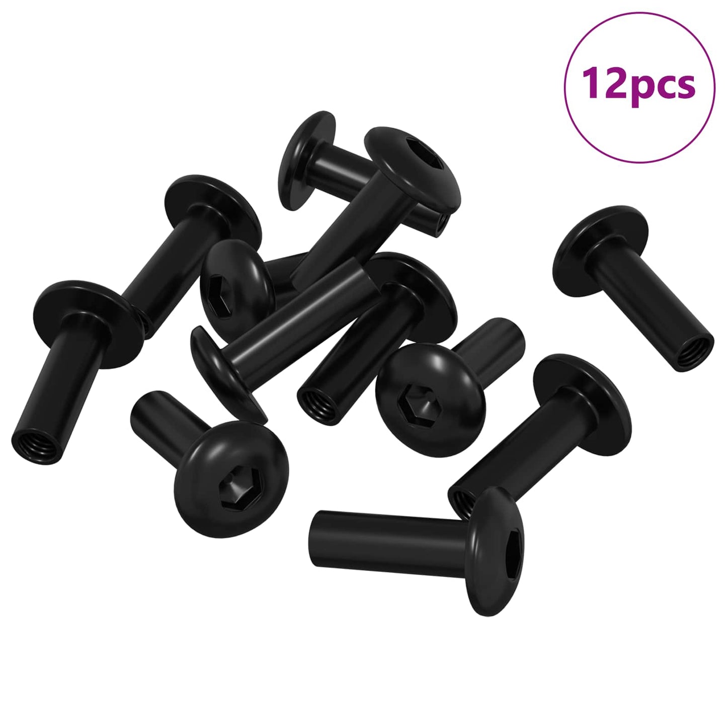 Sleeve Møtrikker 12 stk. Sort M4 x 14,5 mm Metal