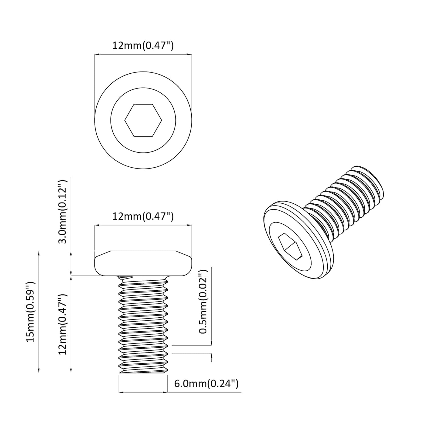 Låseskrue Ensfarvet 2 stk. Sølv M6 x 12 mm Stål