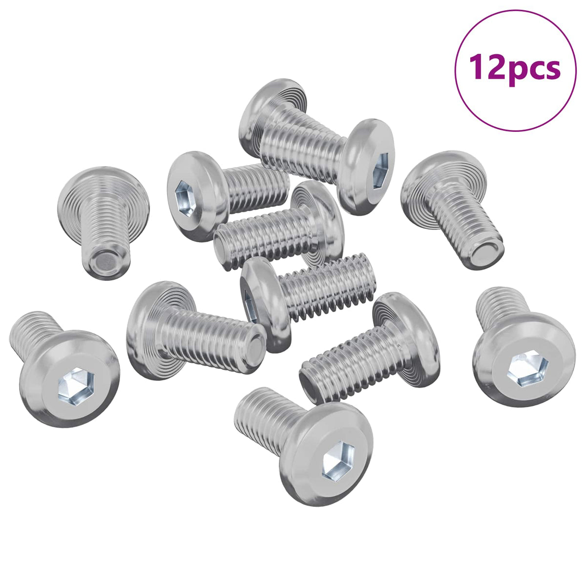 Låseskrue Ensfarvet 12 stk. Sølv M6 x 12 mm Stål