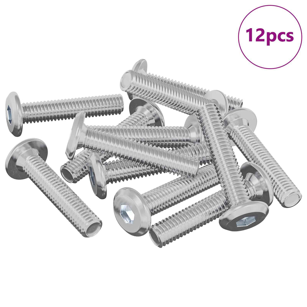 Låseskrue Ensfarvet 12 stk. Sølv M6 x 30 mm Stål