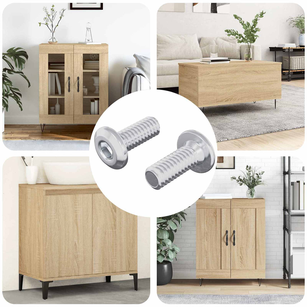 Hovedlås Skrue 2 stk. Sølv M6 x 15 mm Stål