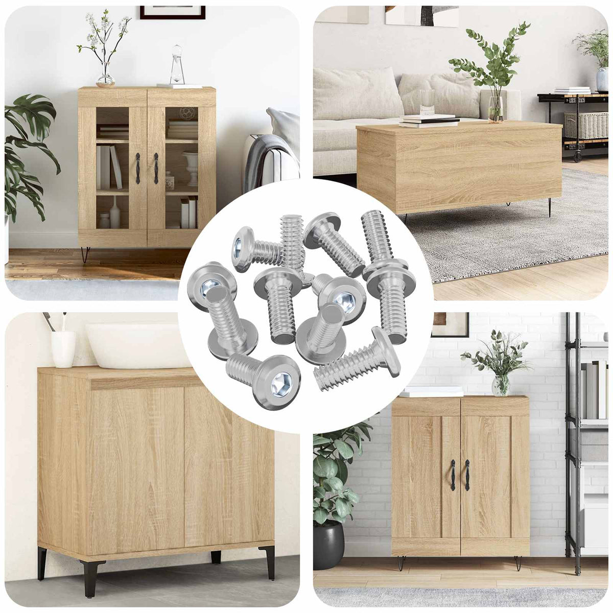 Hovedlås Skrue 12 stk. Sølv M6 x 15 mm Stål