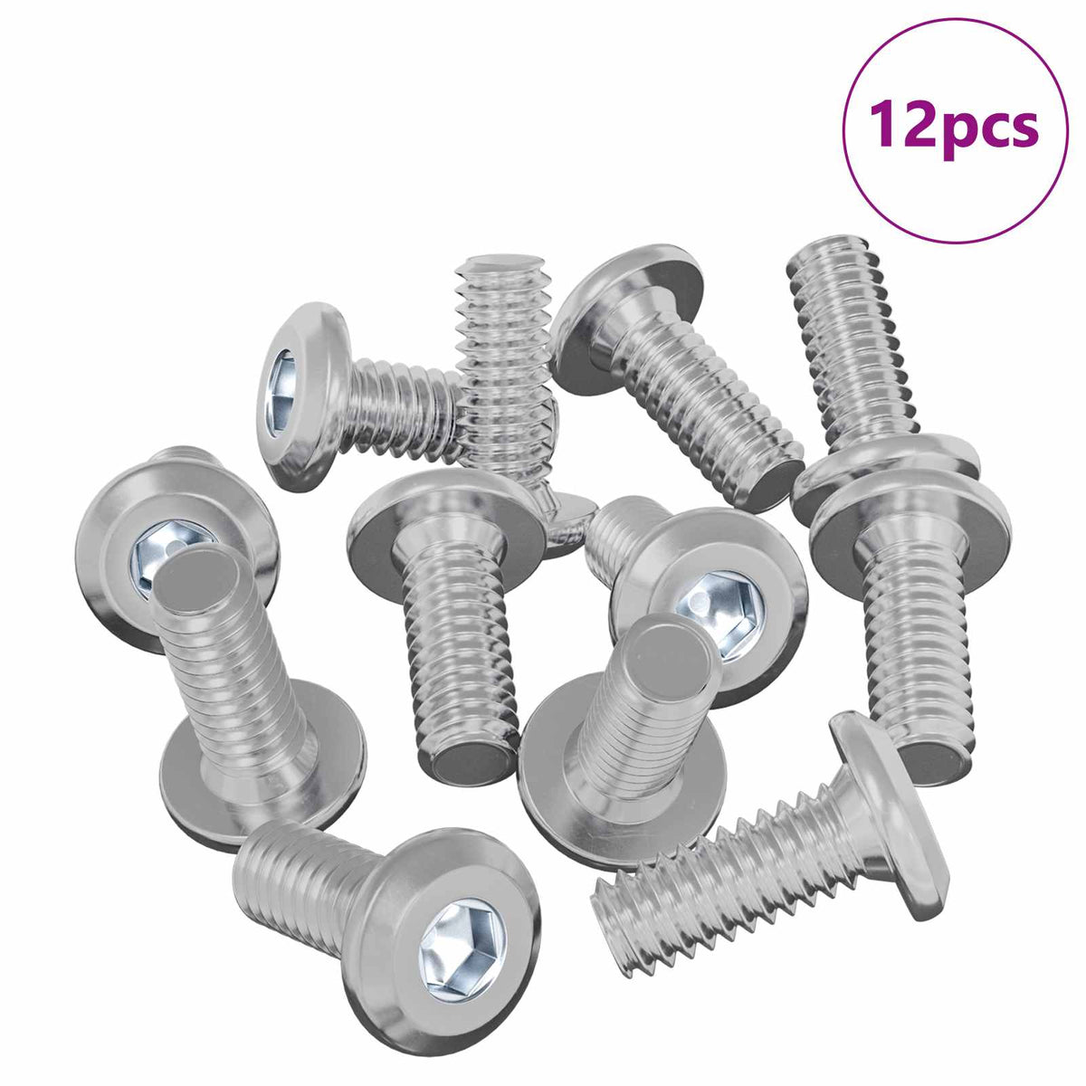 Hovedlås Skrue 12 stk. Sølv M6 x 15 mm Stål