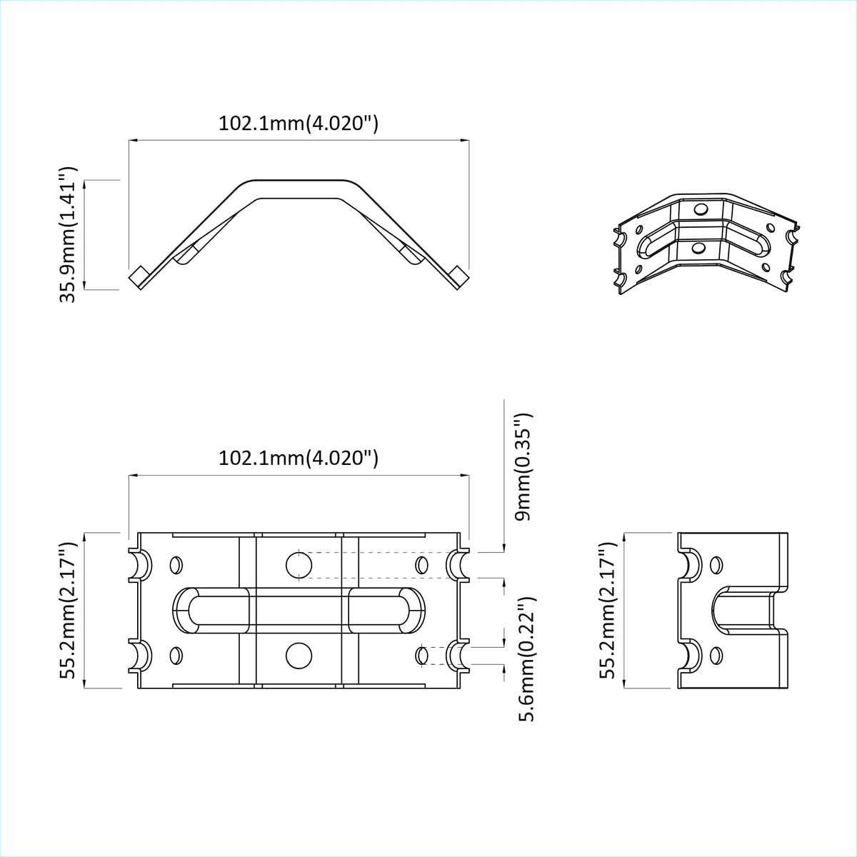 Beslag 2 Zinkbelagt 106 x 55 x 1,5mm Stål