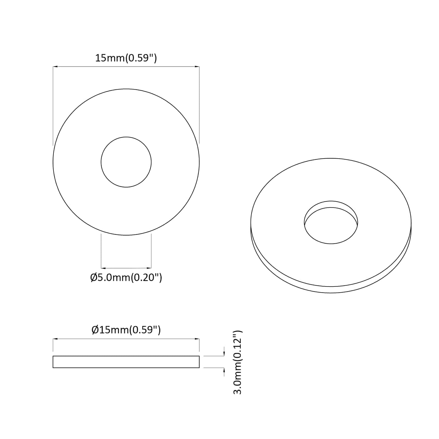 velegnet til flade skiver 36000 stk. Sort ∅15 x 3 mm