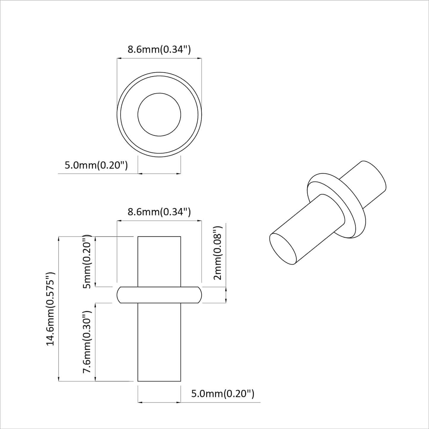 Hylde Peg 4500 stk. Sølv 8,6 x 8,6 x 14,6 mm Stål