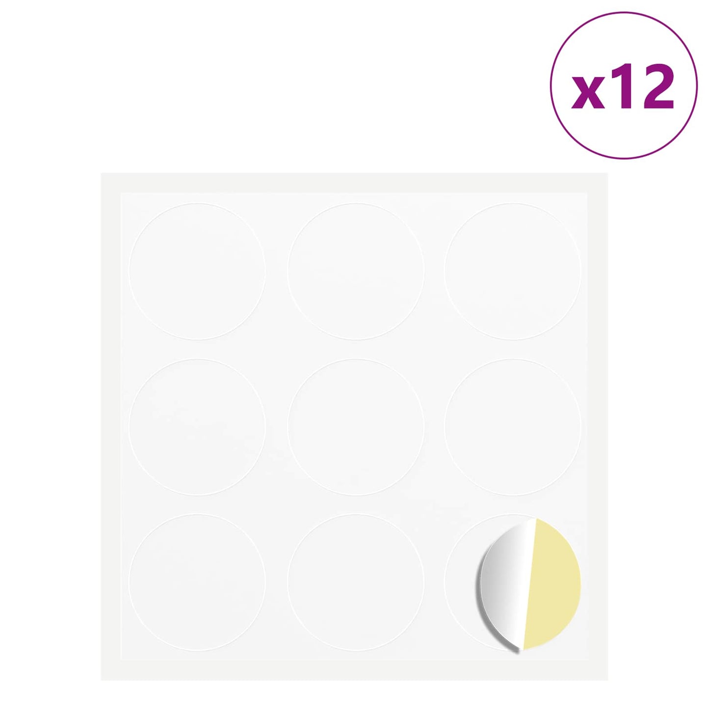 Klistermærke 12 stk. Hvid Ø 20 x 0,5 mm Papir
