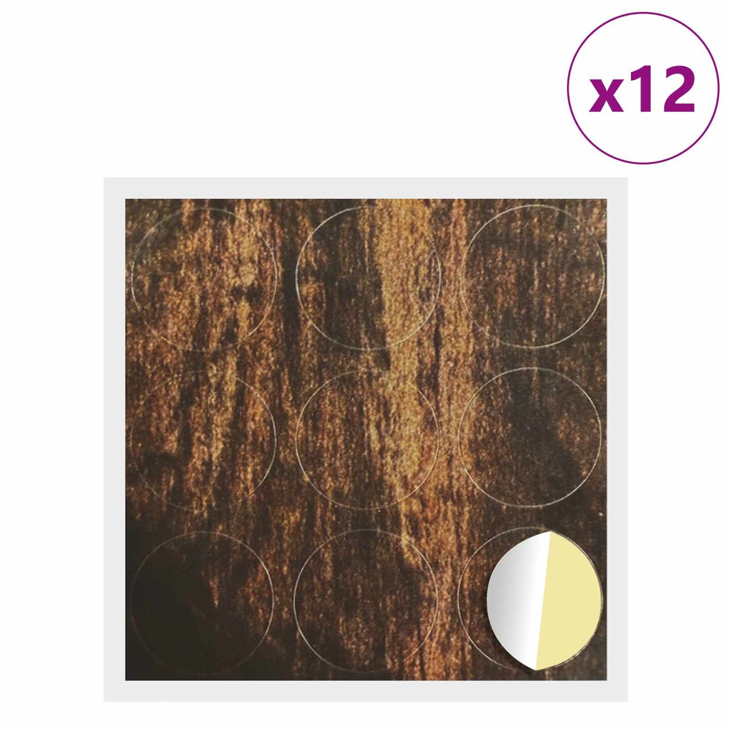 Klæbende Skrue Cover 12 stk. Gammelt træ Ø 20 x 0,5 mm