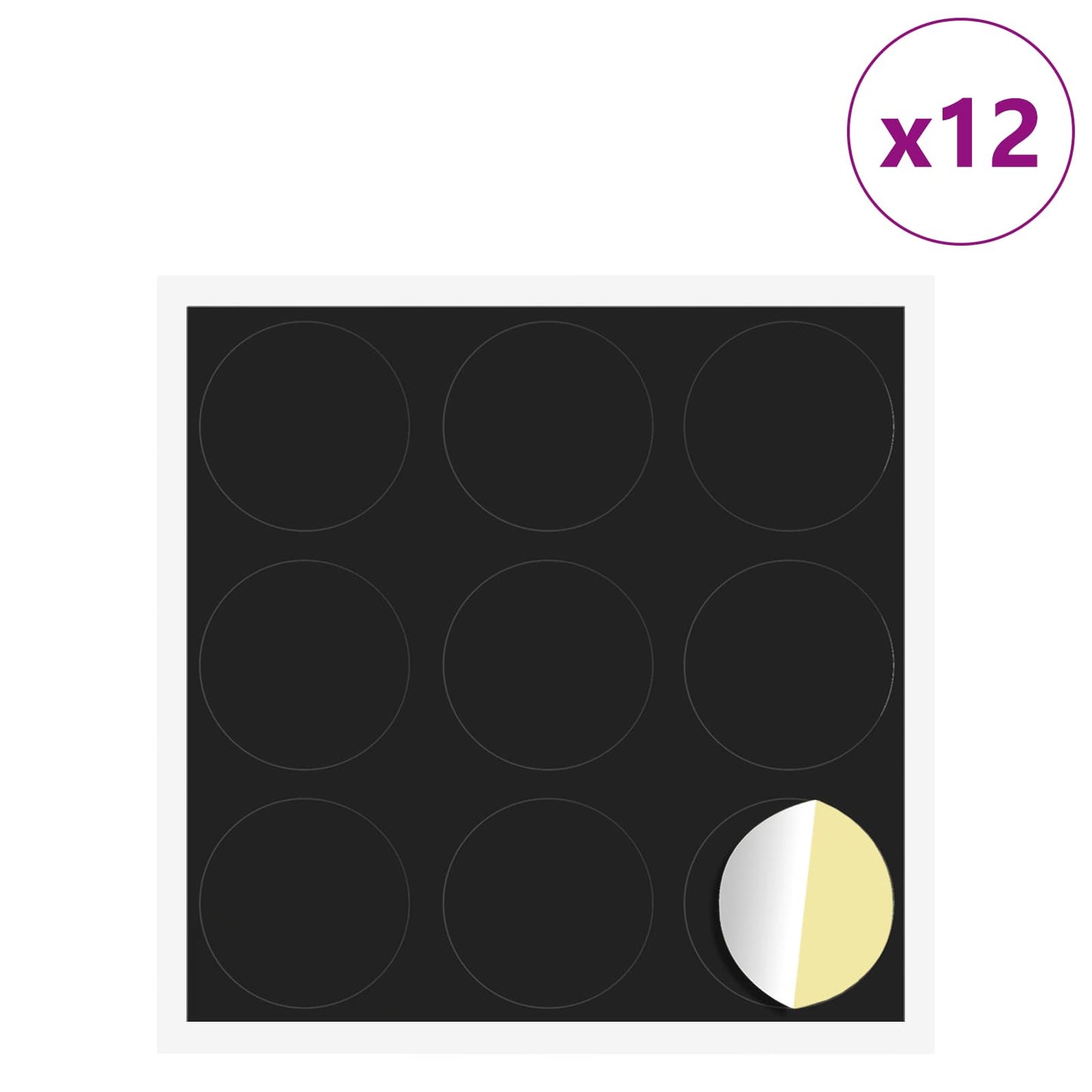 Klæbende Skrue Cover 12 stk. Sort Ø 20 x 0,5 mm Coated Papir