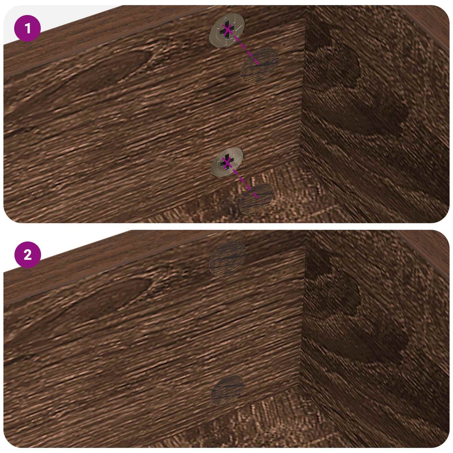 Klæbende Skrue Cover 2 stk. Brun eg Ø 20 x 0,5 mm Coated Papir