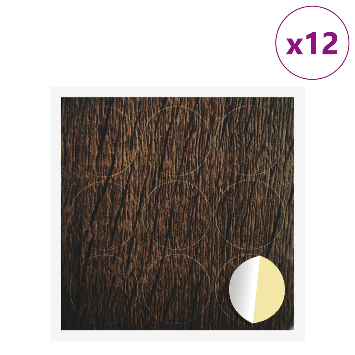 Klæbende Skrue Cover 12 stk. Brun eg Ø 20 x 0,5 mm Coated Papir
