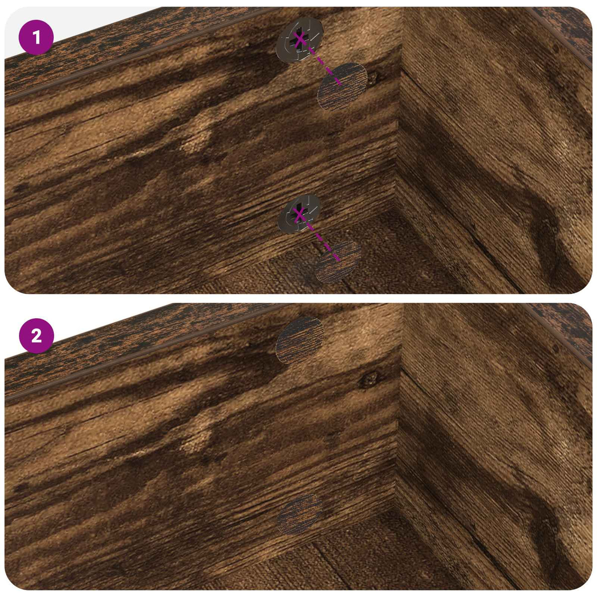 Klæbende Skrue Cover 12 stk. Røget eg Ø 20 x 0,5 mm