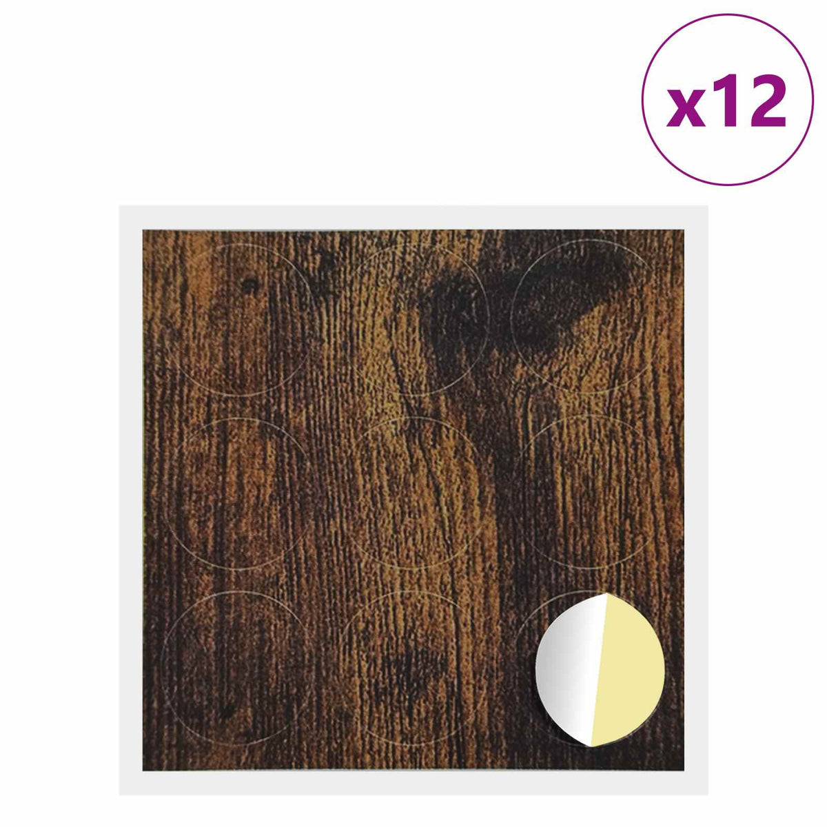 Klæbende Skrue Cover 12 stk. Røget eg Ø 20 x 0,5 mm