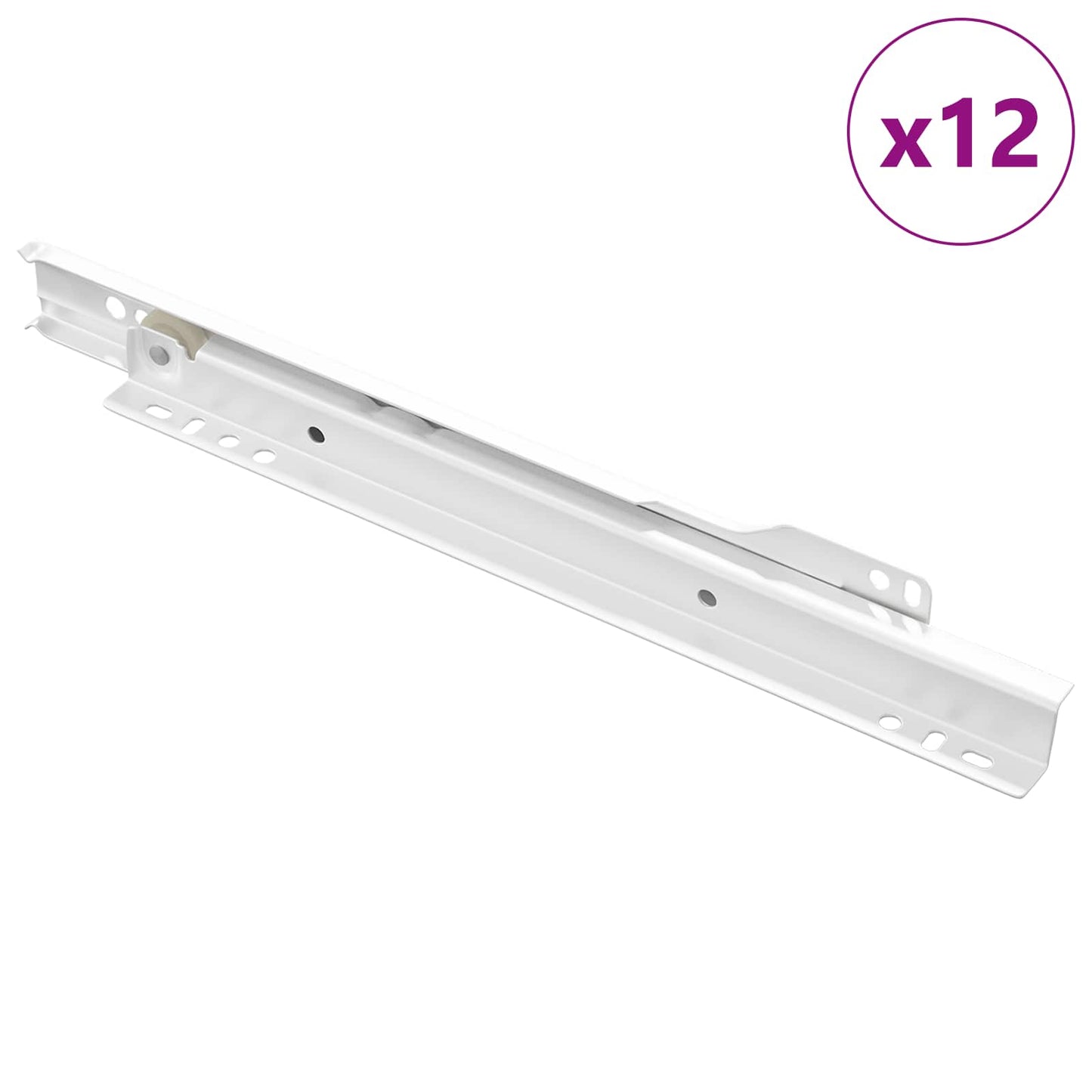Skuffeskinne 12 stk. Hvid 250 mm Stål