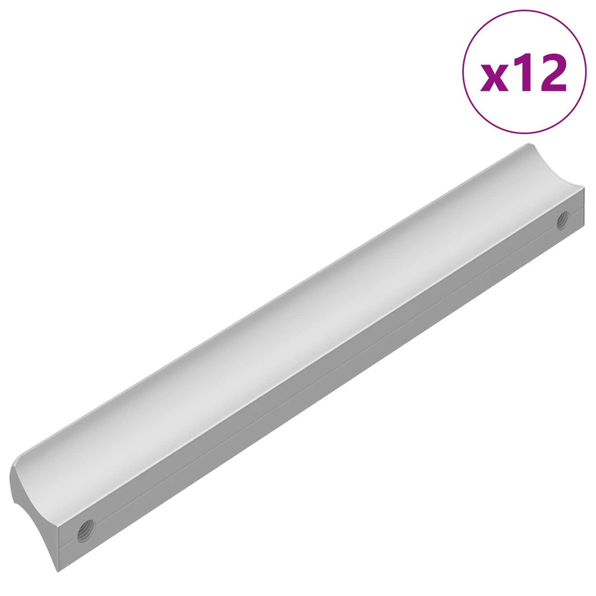 Håndtag Ensfarvet 12 stk. Sølv 105.7 x 7.4 x 15.5 mm Aluminium